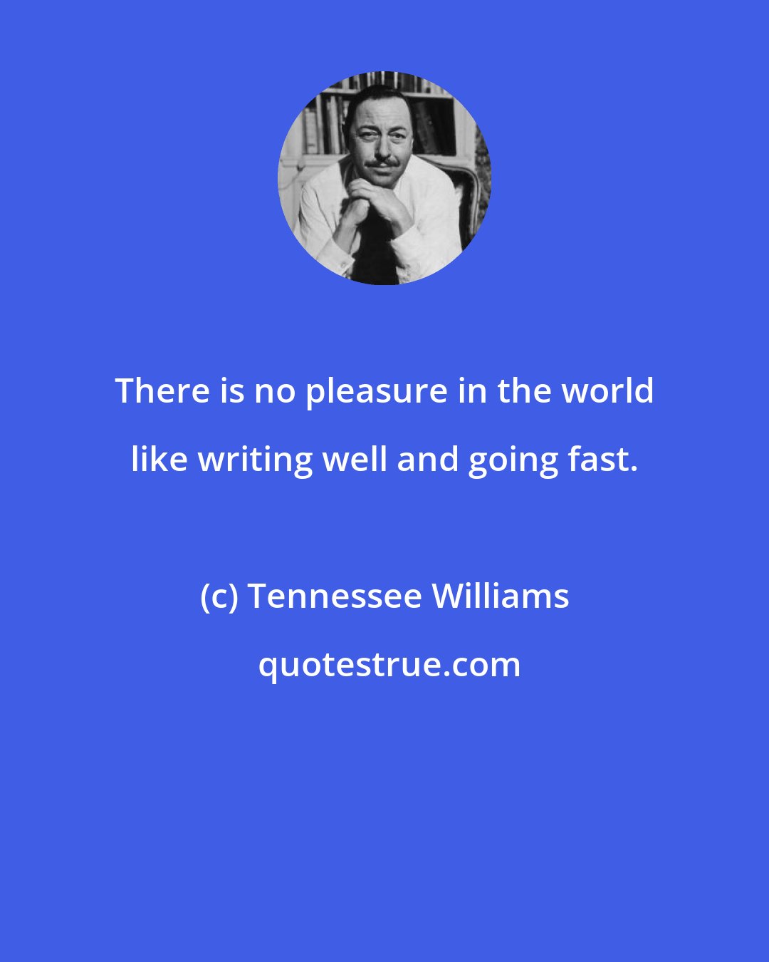 Tennessee Williams: There is no pleasure in the world like writing well and going fast.