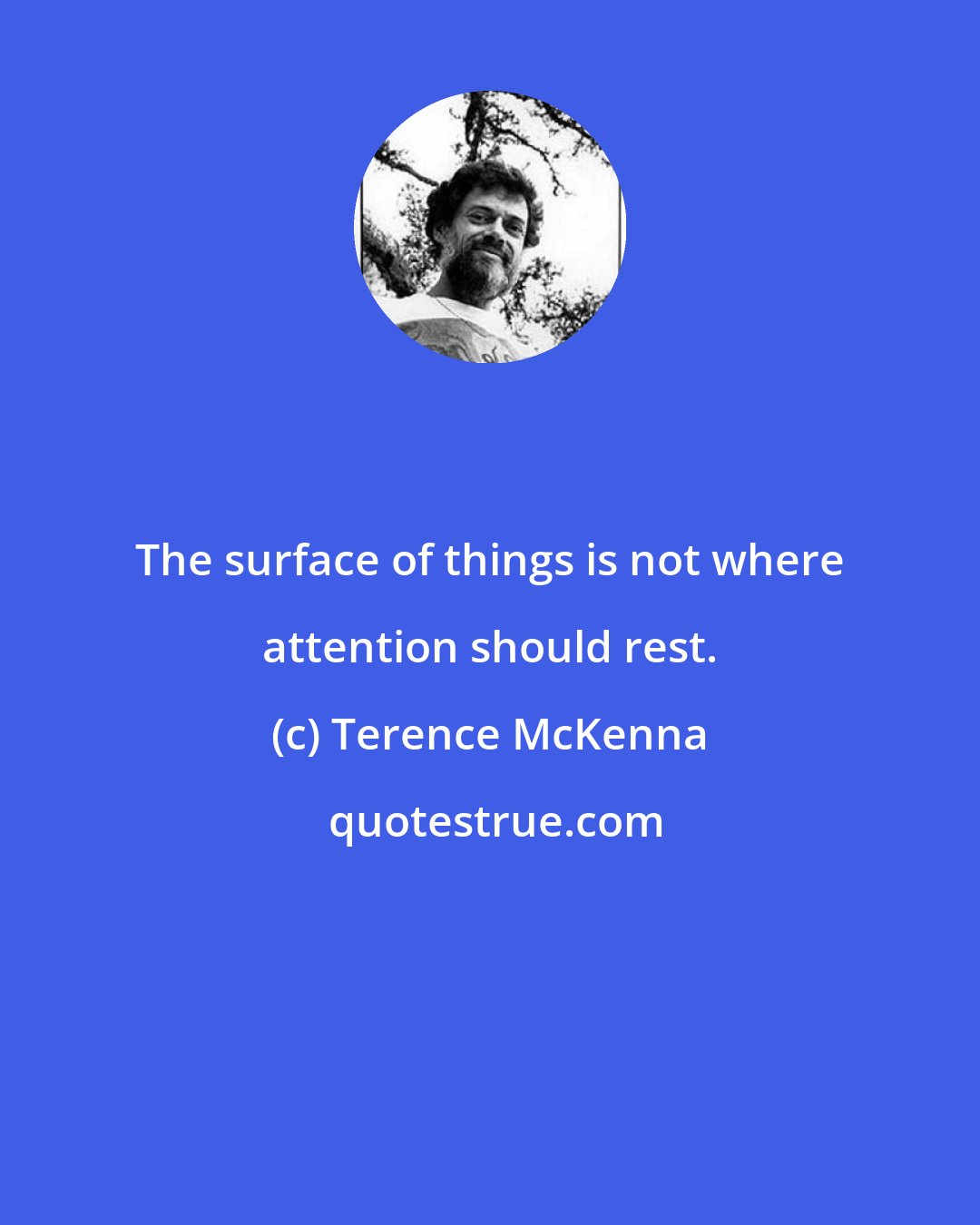 Terence McKenna: The surface of things is not where attention should rest.