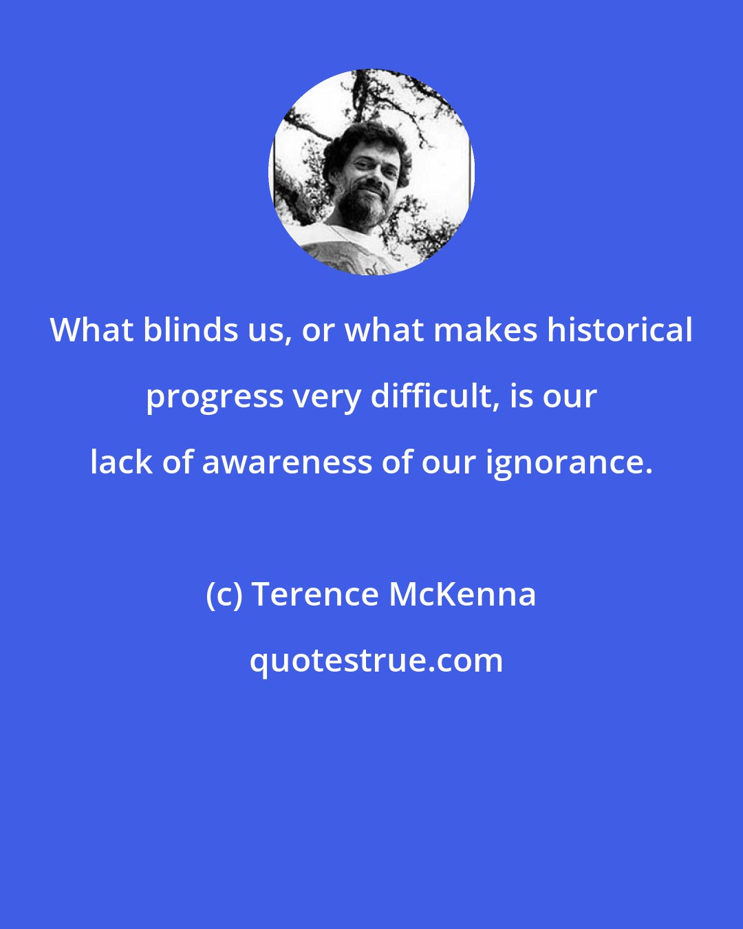 Terence McKenna: What blinds us, or what makes historical progress very difficult, is our lack of awareness of our ignorance.