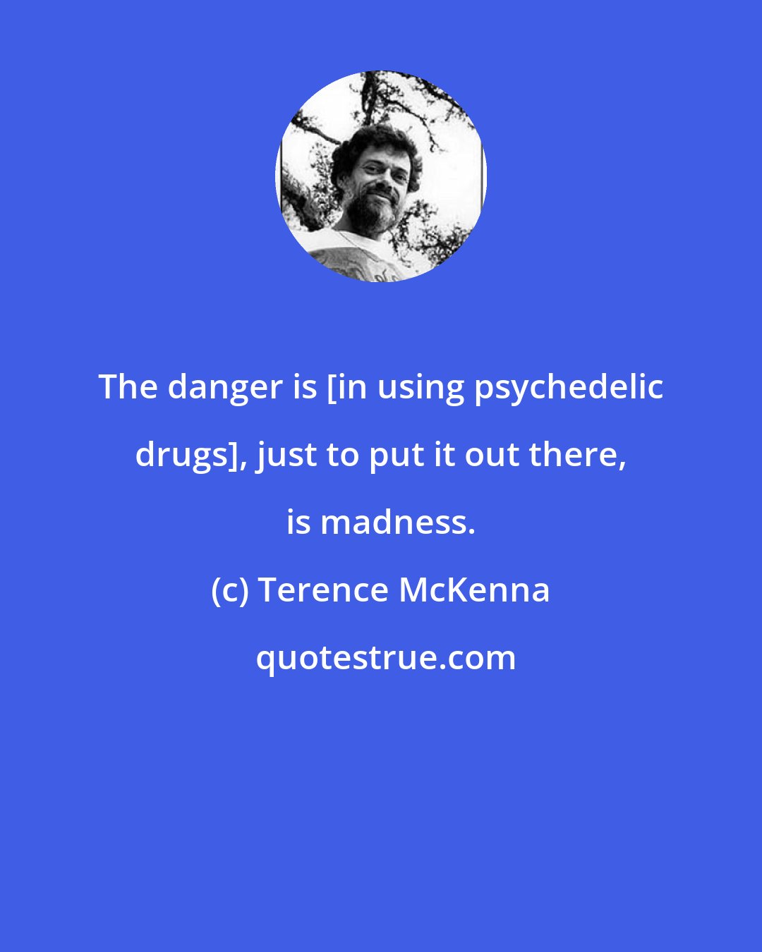 Terence McKenna: The danger is [in using psychedelic drugs], just to put it out there, is madness.