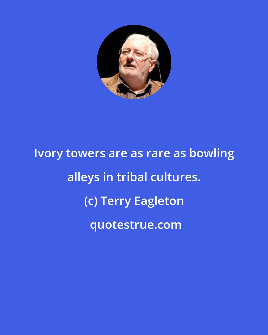 Terry Eagleton: Ivory towers are as rare as bowling alleys in tribal cultures.