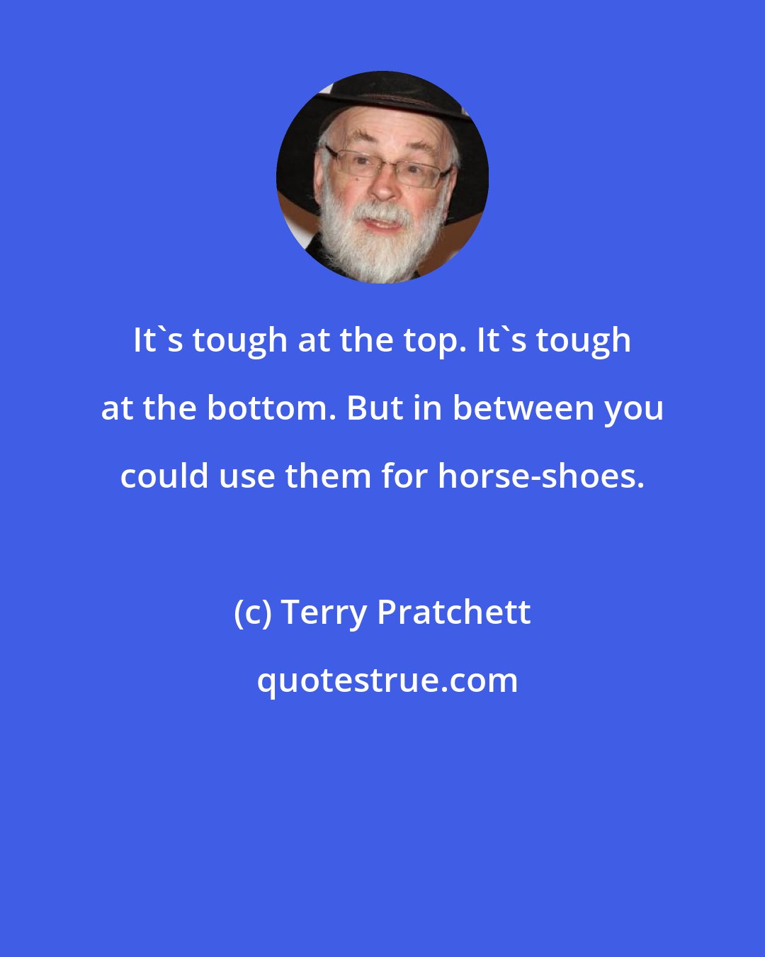 Terry Pratchett: It's tough at the top. It's tough at the bottom. But in between you could use them for horse-shoes.