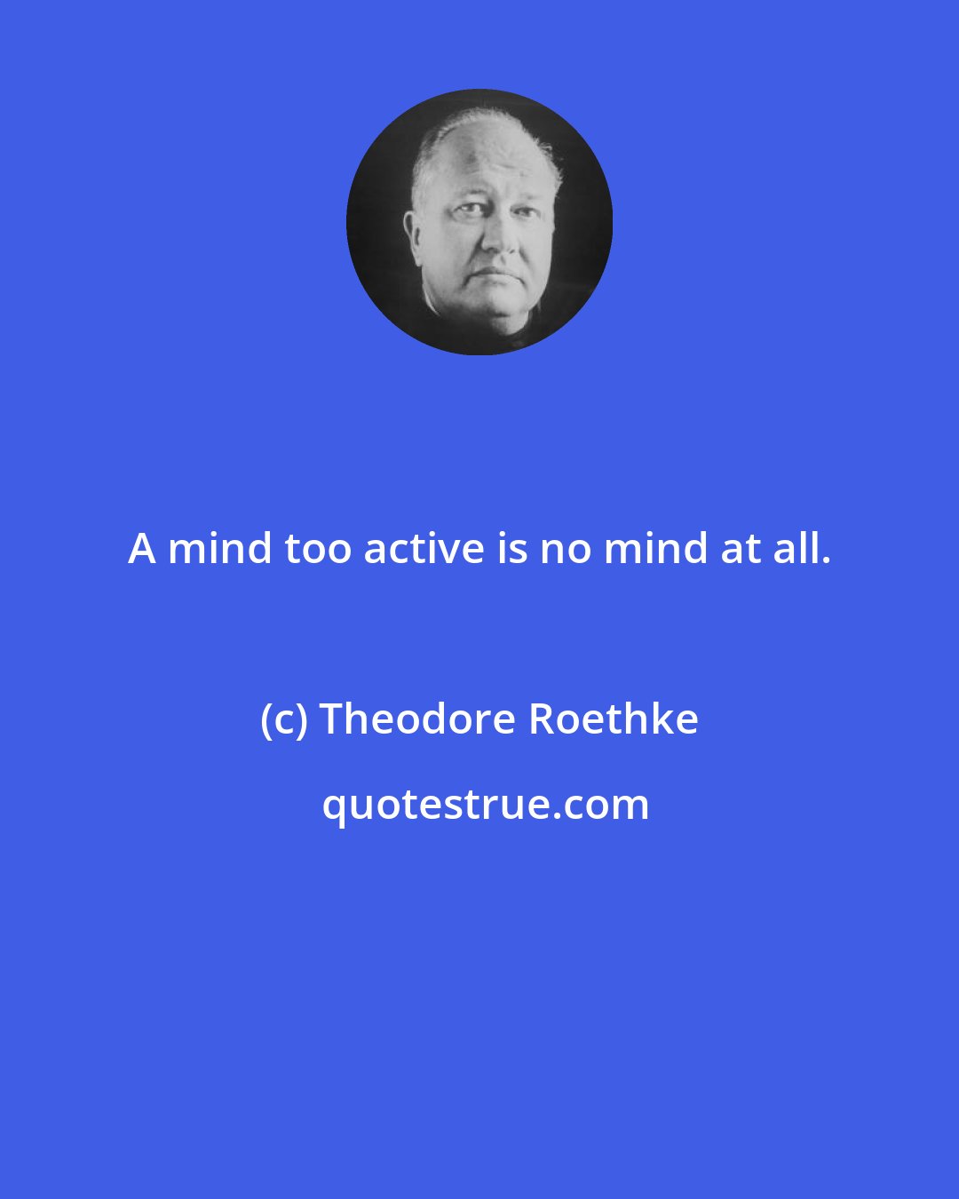 Theodore Roethke: A mind too active is no mind at all.