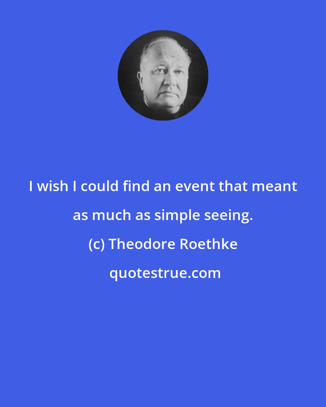 Theodore Roethke: I wish I could find an event that meant as much as simple seeing.