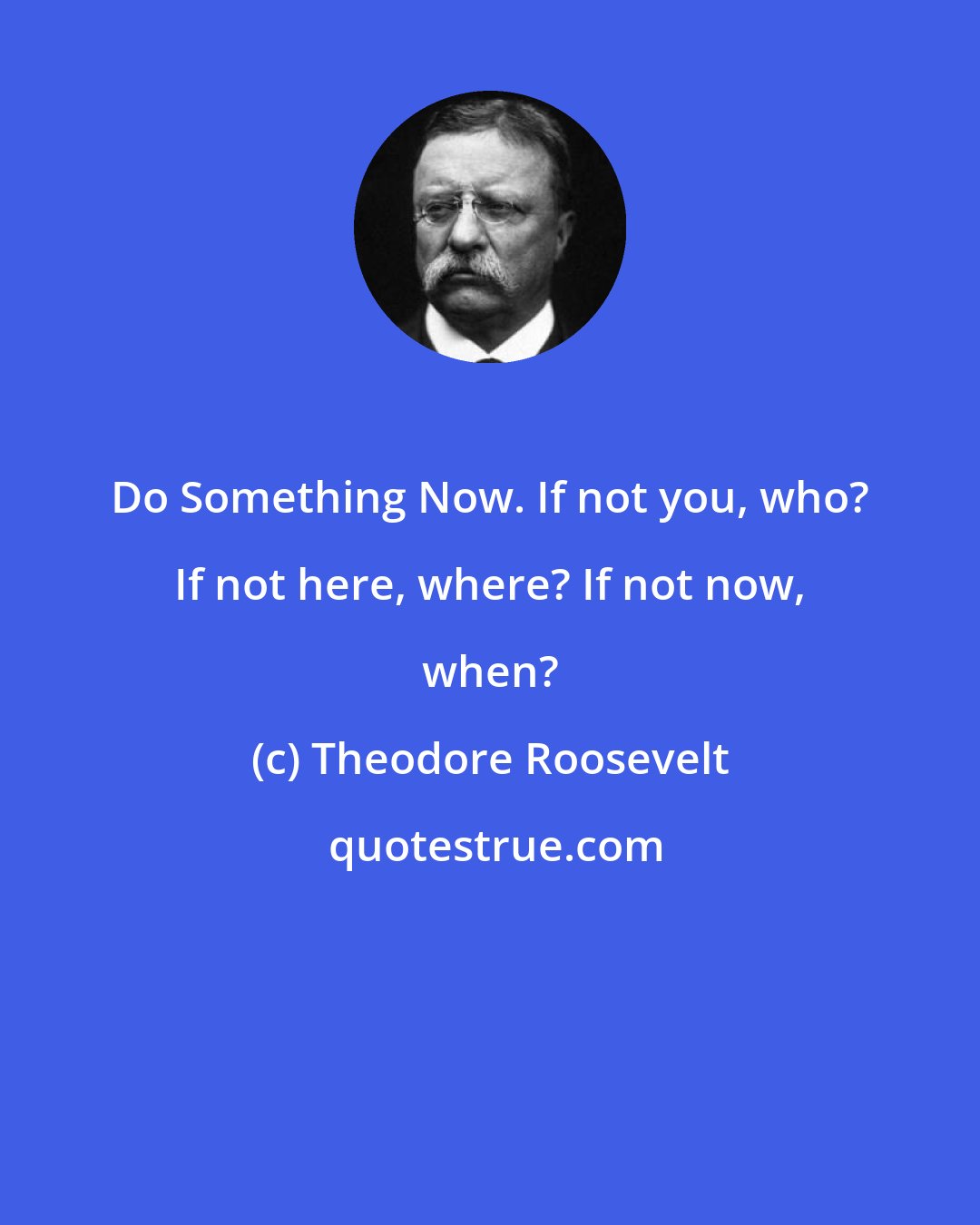 Theodore Roosevelt: Do Something Now. If not you, who? If not here, where? If not now, when?