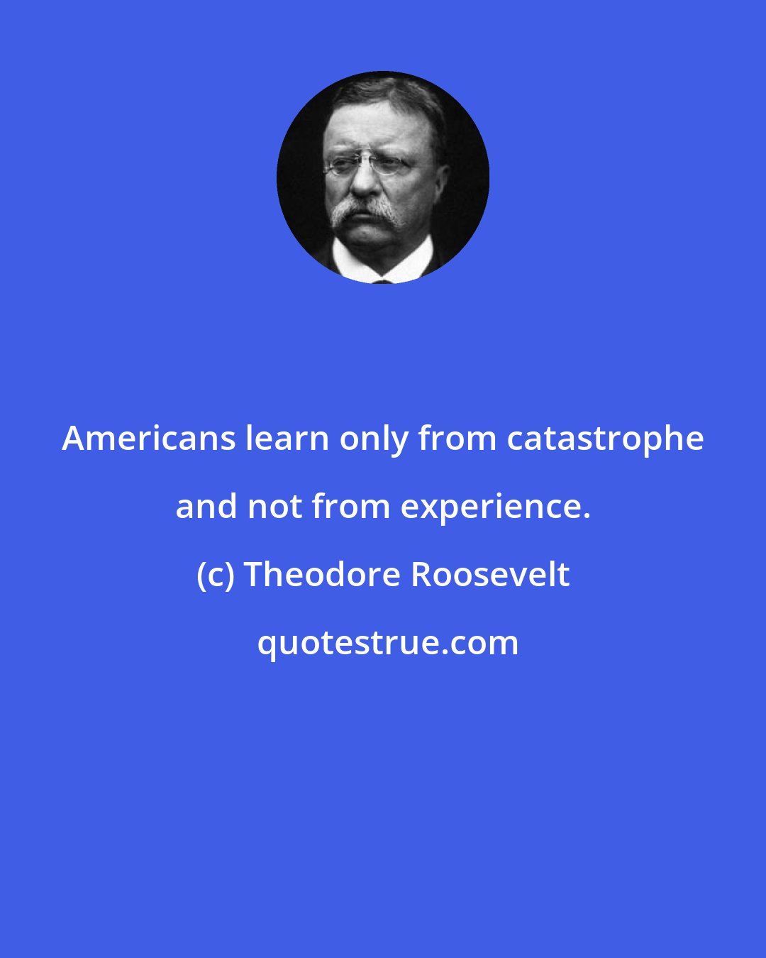 Theodore Roosevelt: Americans learn only from catastrophe and not from experience.