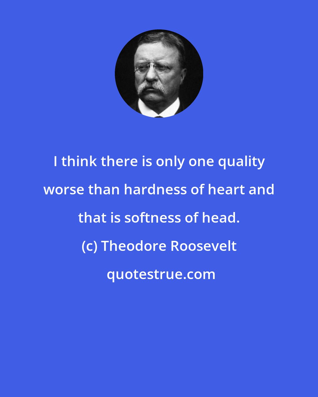 Theodore Roosevelt: I think there is only one quality worse than hardness of heart and that is softness of head.