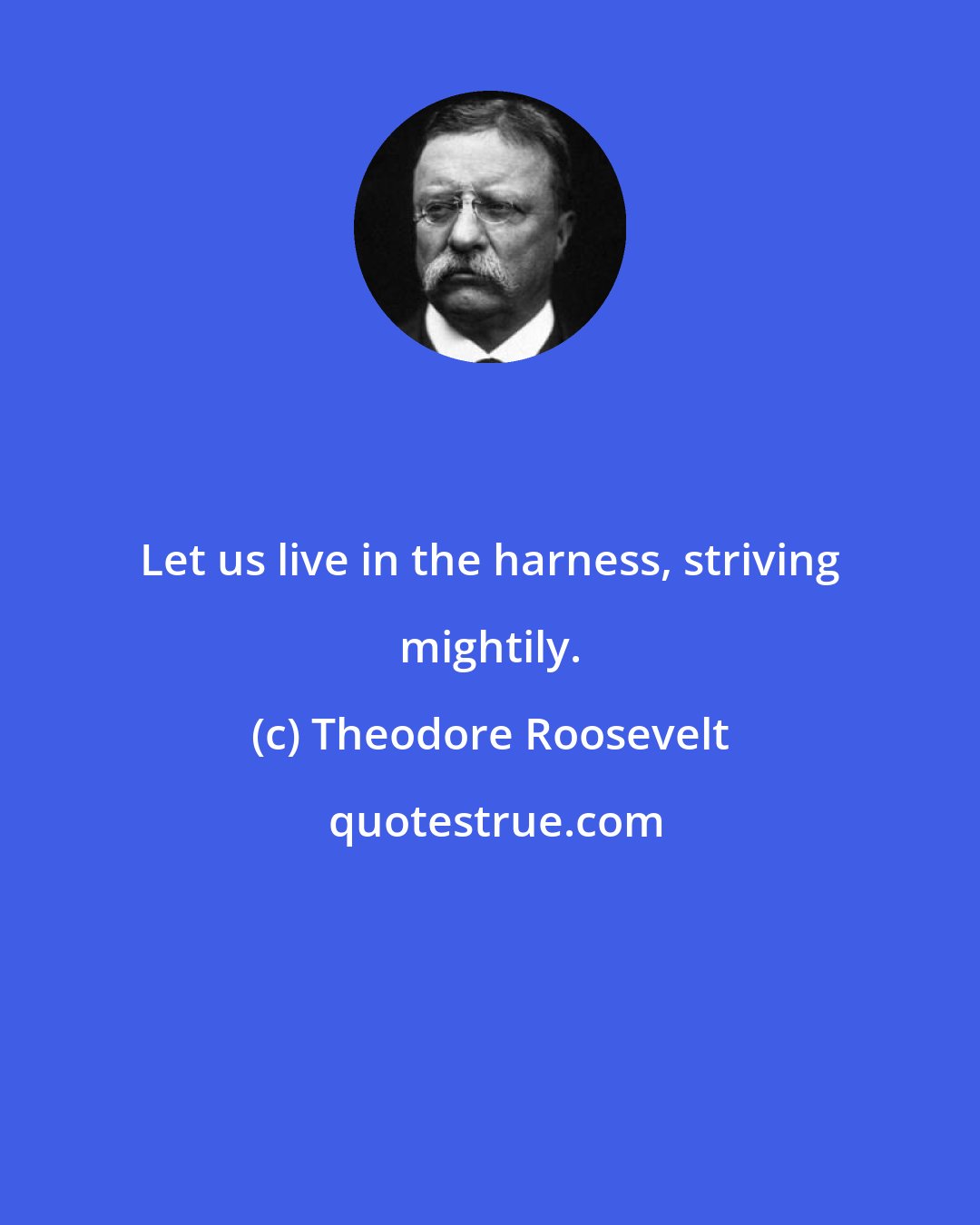 Theodore Roosevelt: Let us live in the harness, striving mightily.