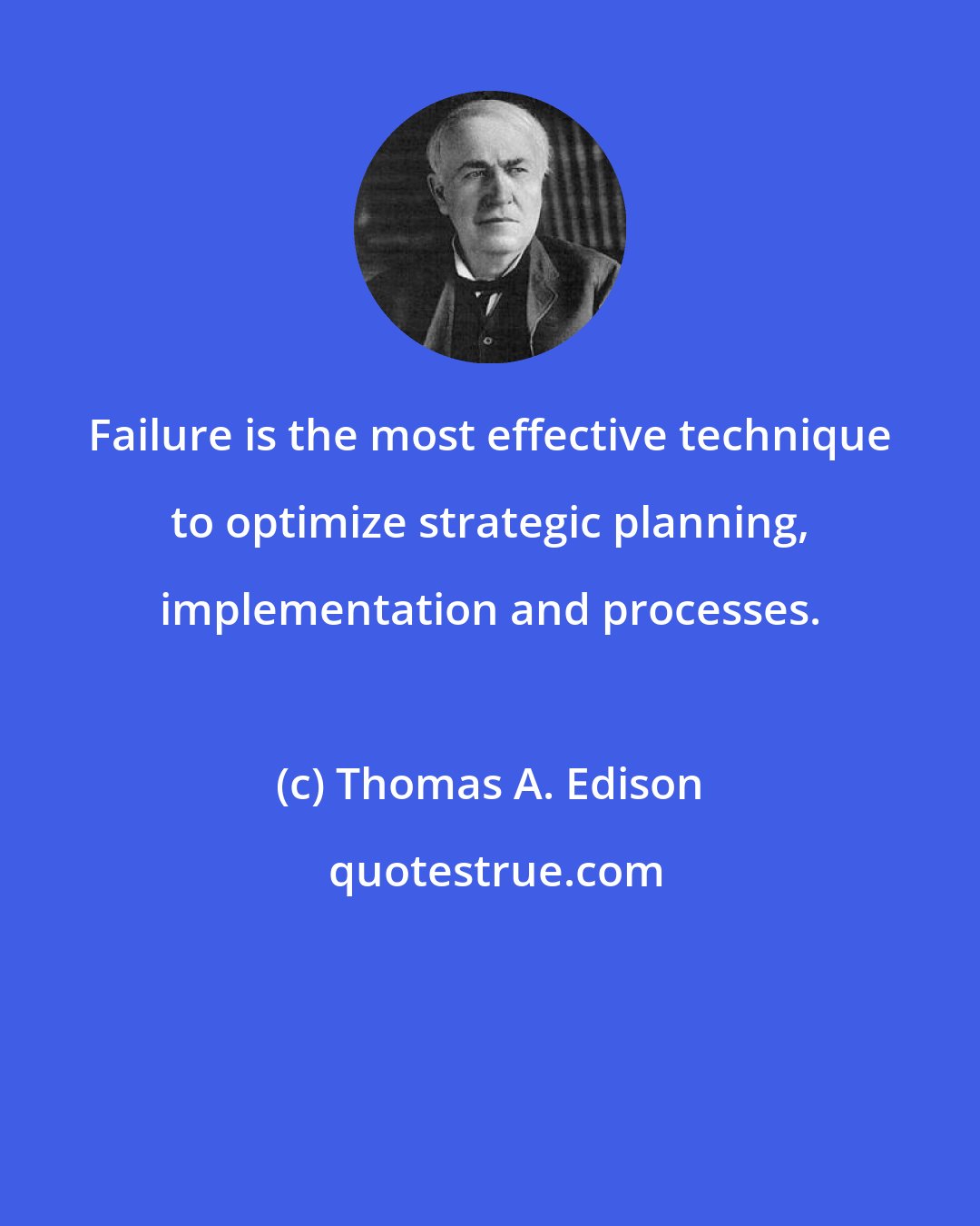 Thomas A. Edison: Failure is the most effective technique to optimize strategic planning, implementation and processes.