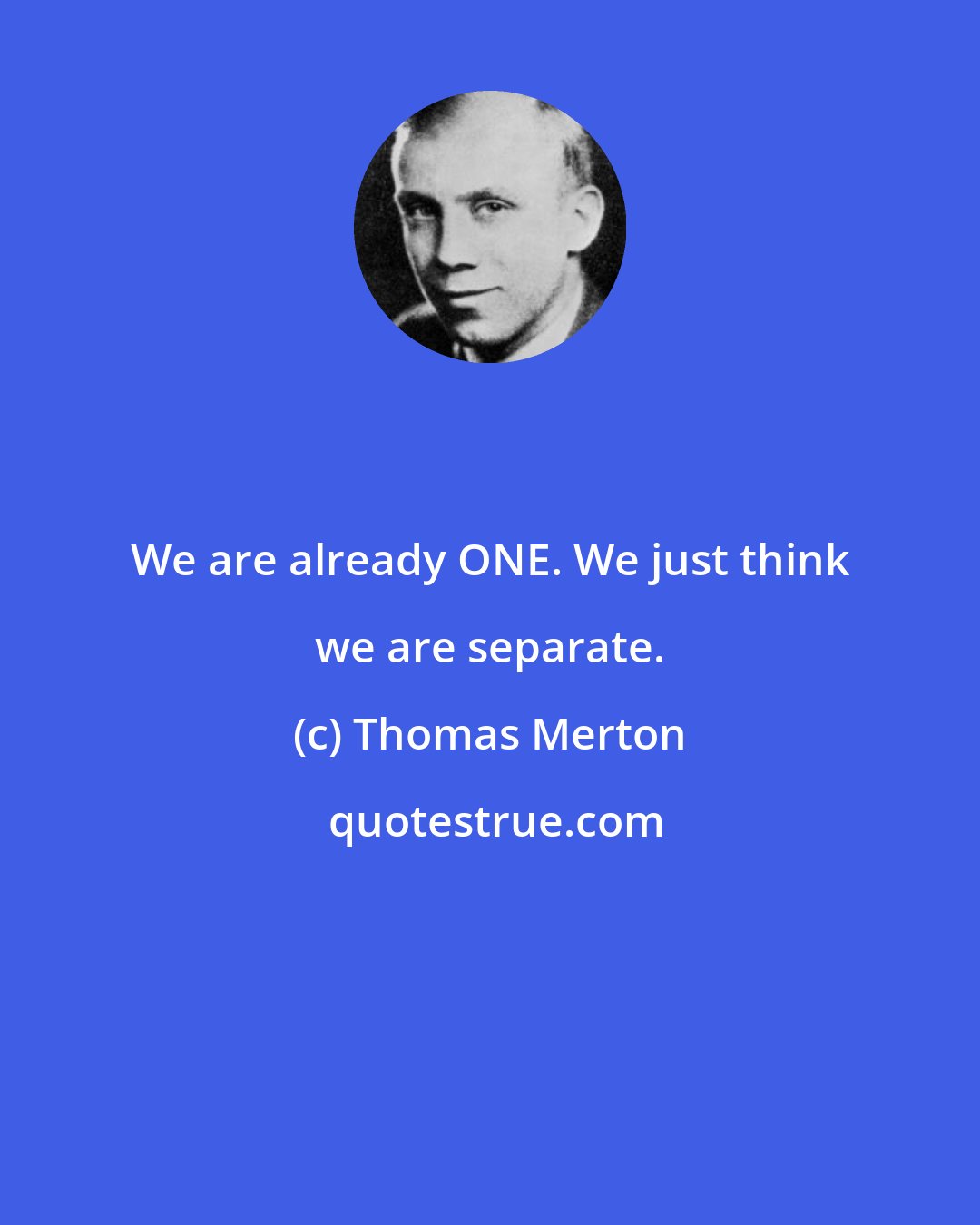 Thomas Merton: We are already ONE. We just think we are separate.