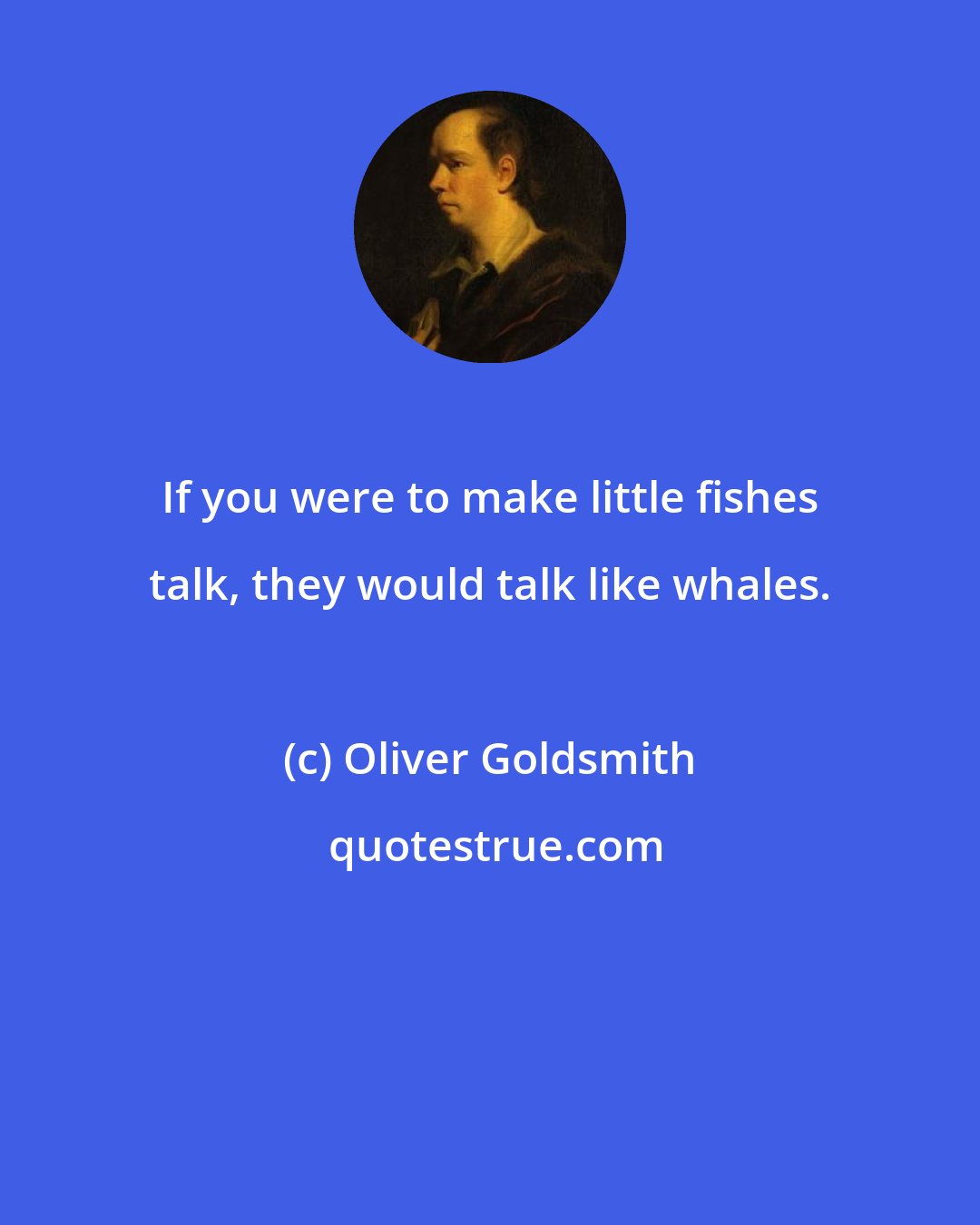 Oliver Goldsmith: If you were to make little fishes talk, they would talk like whales.