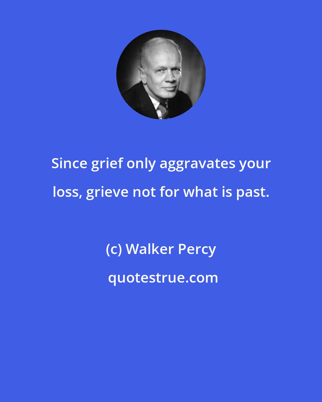 Walker Percy: Since grief only aggravates your loss, grieve not for what is past.