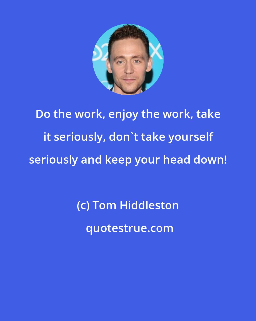 Tom Hiddleston: Do the work, enjoy the work, take it seriously, don't take yourself seriously and keep your head down!