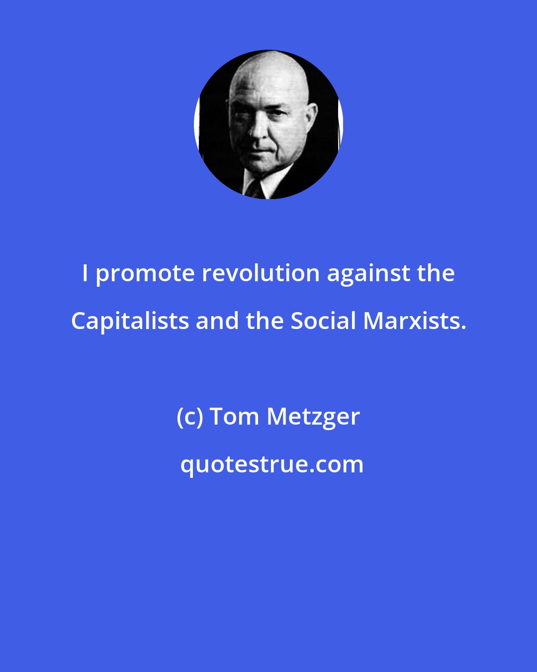 Tom Metzger: I promote revolution against the Capitalists and the Social Marxists.