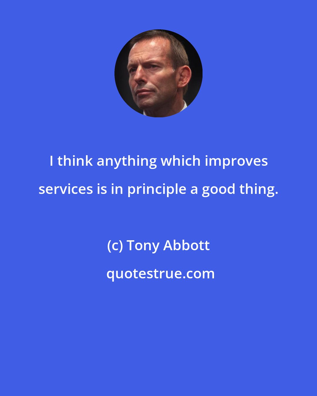 Tony Abbott: I think anything which improves services is in principle a good thing.