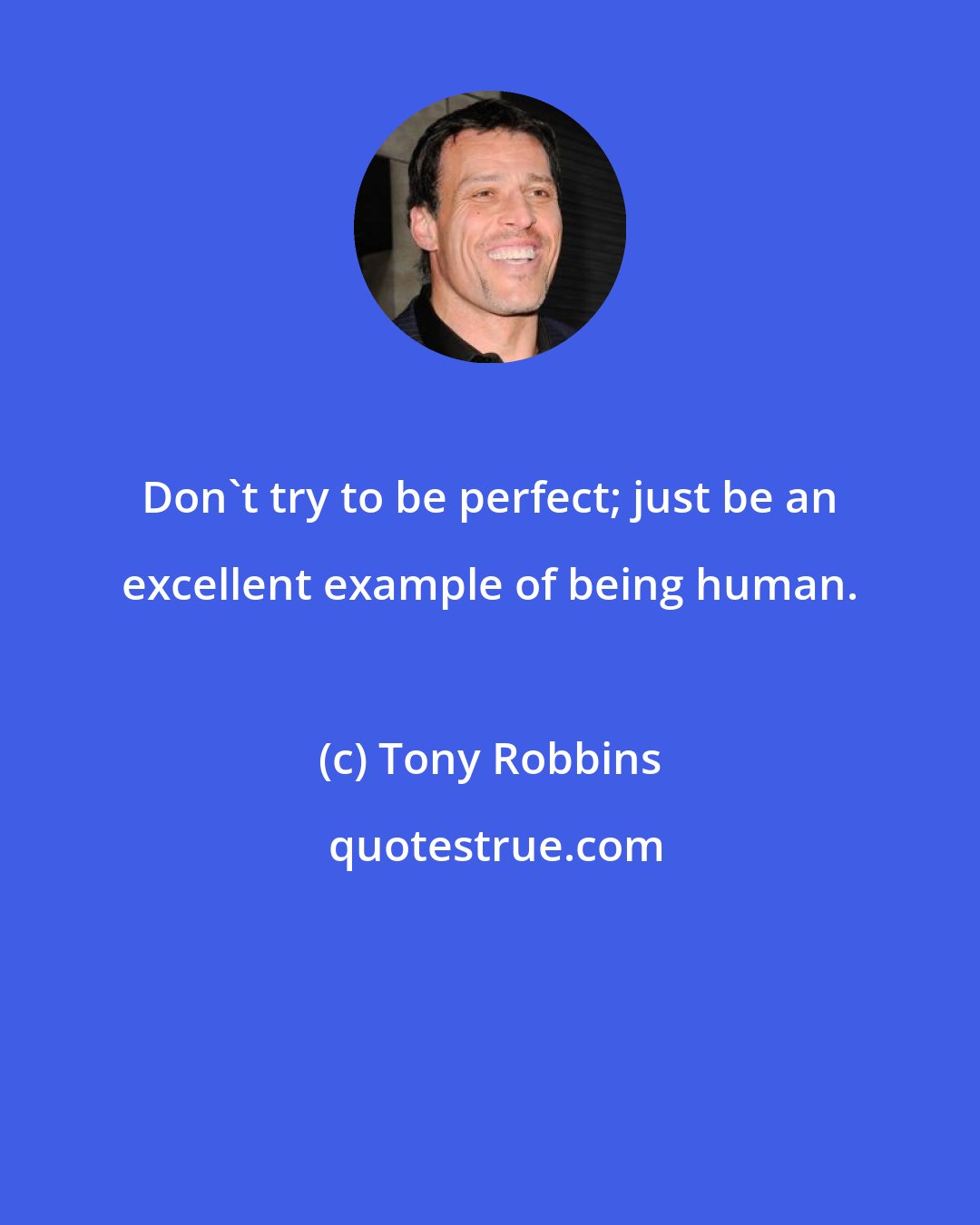 Tony Robbins: Don't try to be perfect; just be an excellent example of being human.