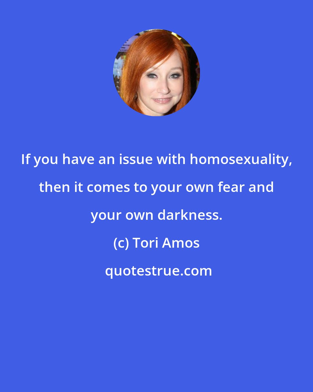 Tori Amos: If you have an issue with homosexuality, then it comes to your own fear and your own darkness.
