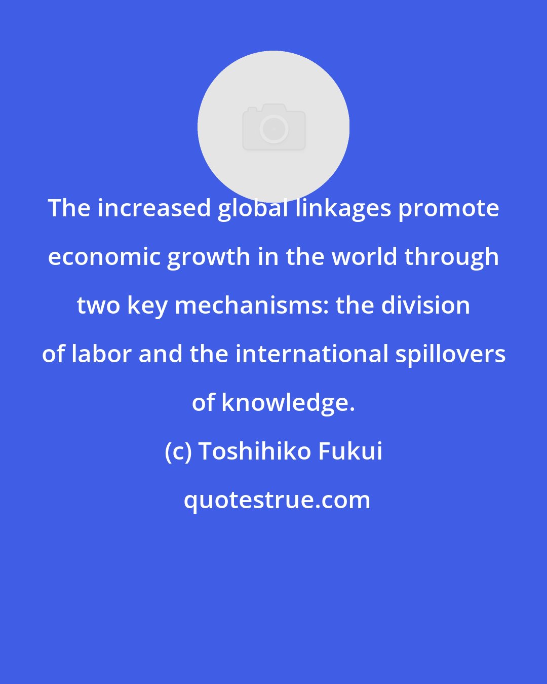 Toshihiko Fukui: The increased global linkages promote economic growth in the world through two key mechanisms: the division of labor and the international spillovers of knowledge.