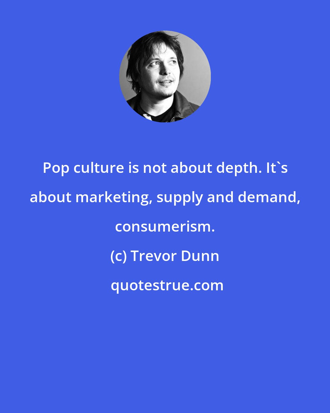 Trevor Dunn: Pop culture is not about depth. It's about marketing, supply and demand, consumerism.