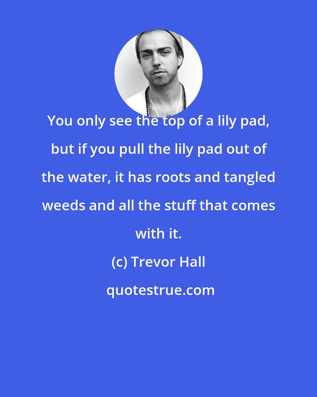 Trevor Hall: You only see the top of a lily pad, but if you pull the lily pad out of the water, it has roots and tangled weeds and all the stuff that comes with it.