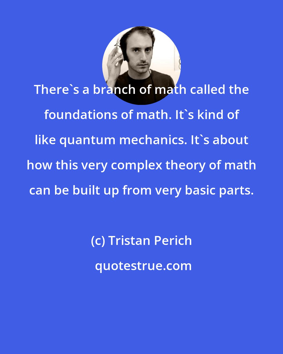 Tristan Perich: There's a branch of math called the foundations of math. It's kind of like quantum mechanics. It's about how this very complex theory of math can be built up from very basic parts.