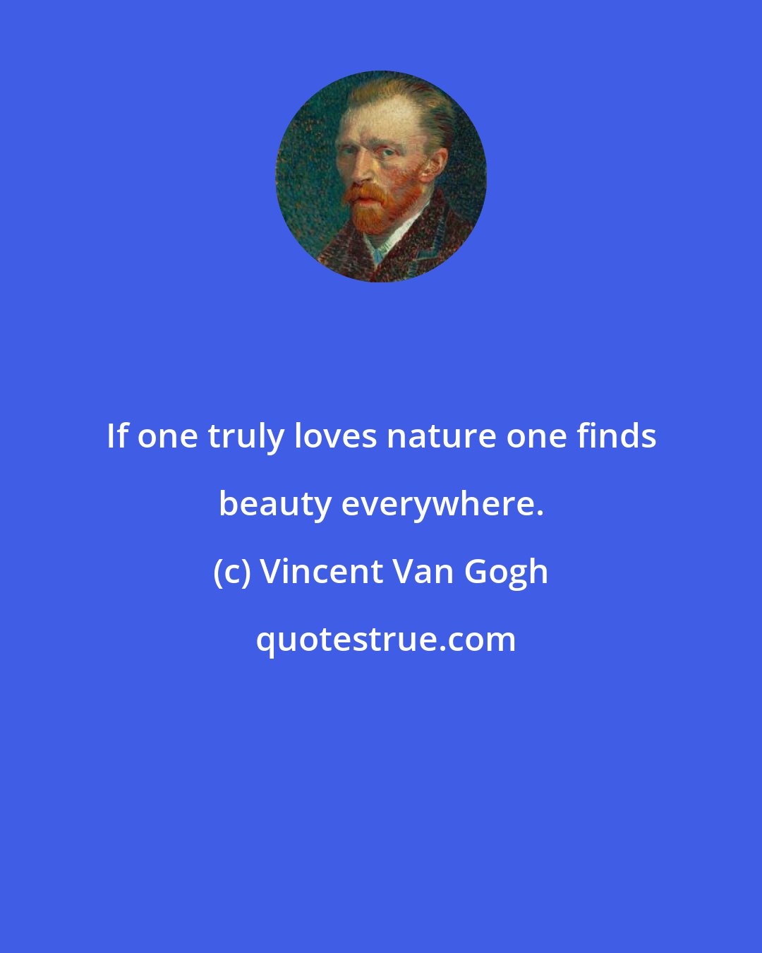 Vincent Van Gogh: If one truly loves nature one finds beauty everywhere.