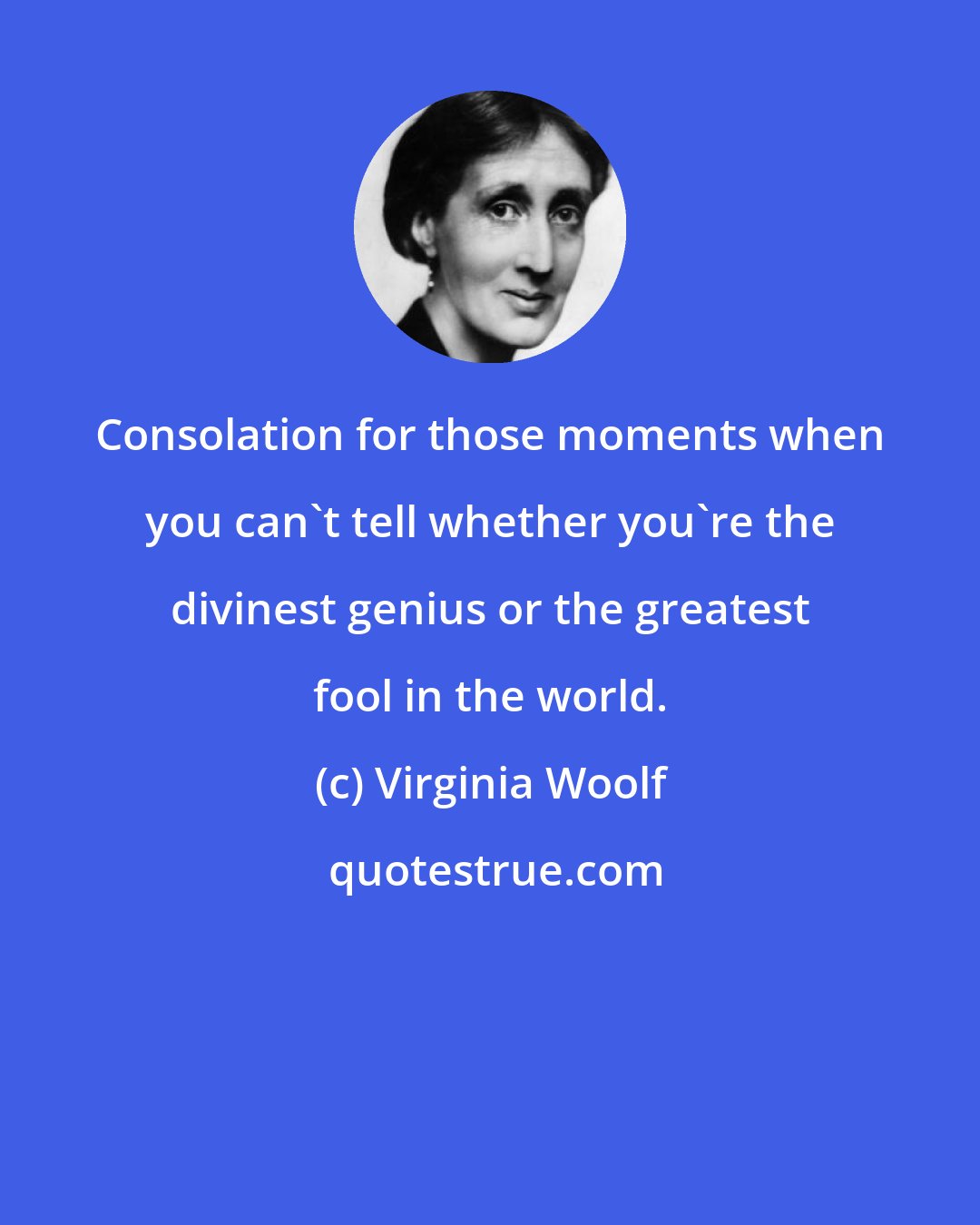 Virginia Woolf: Consolation for those moments when you can't tell whether you're the divinest genius or the greatest fool in the world.