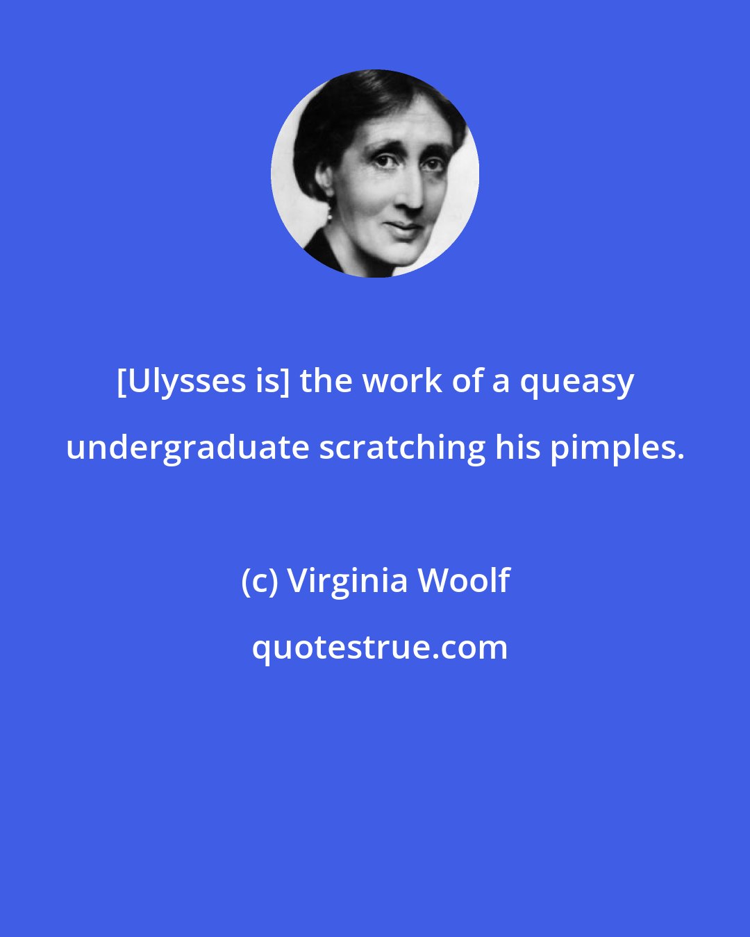 Virginia Woolf: [Ulysses is] the work of a queasy undergraduate scratching his pimples.