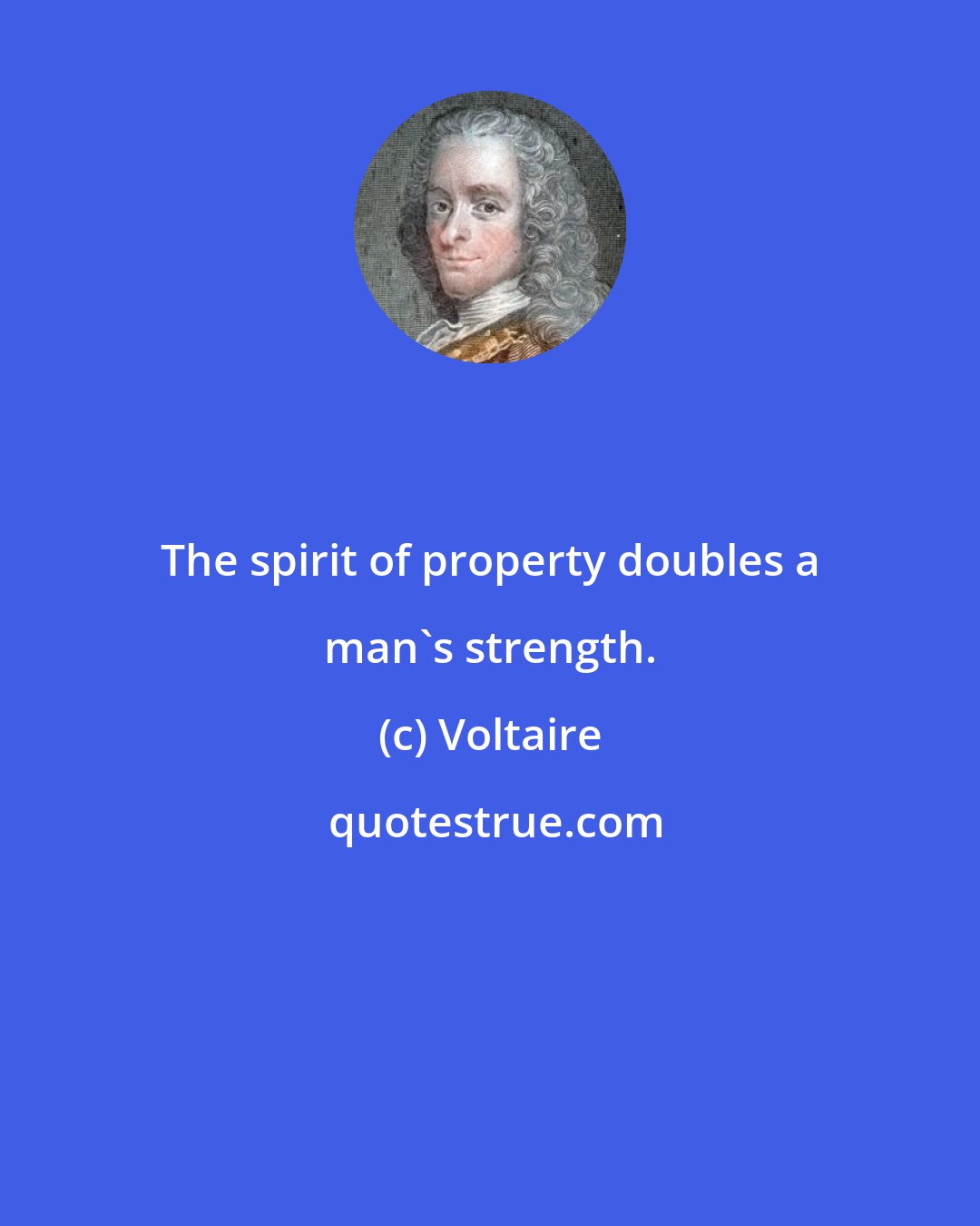 Voltaire: The spirit of property doubles a man's strength.