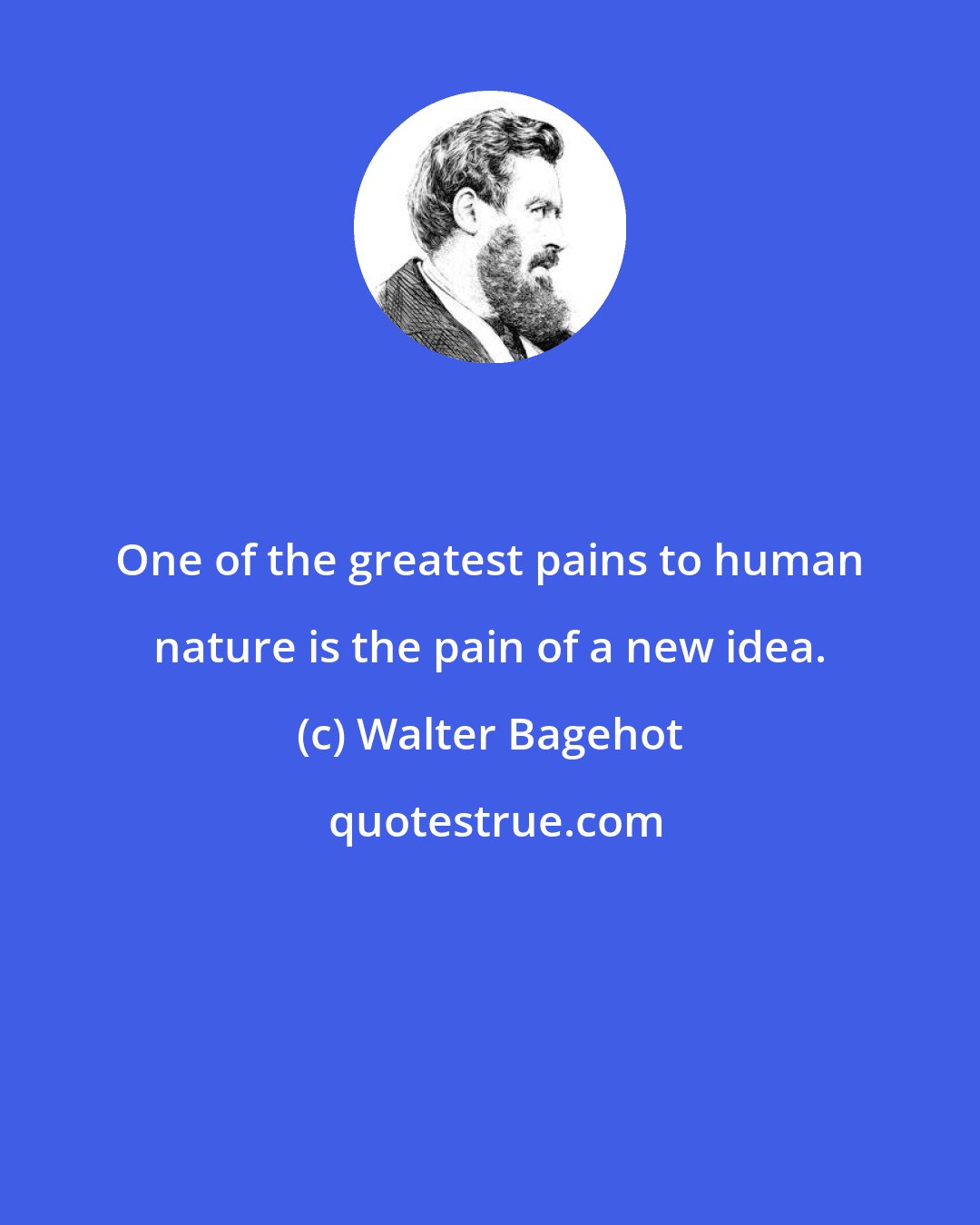 Walter Bagehot: One of the greatest pains to human nature is the pain of a new idea.