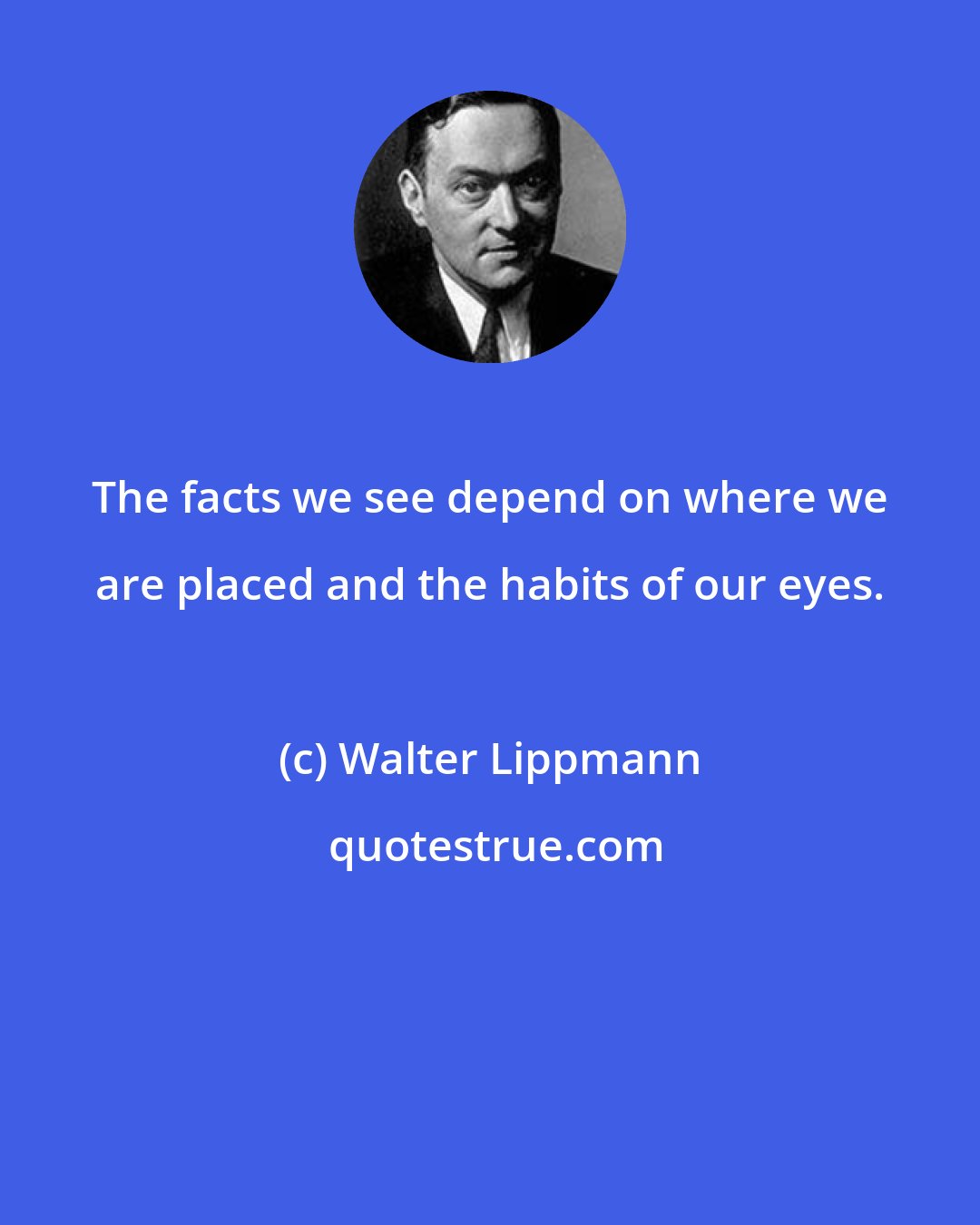 Walter Lippmann: The facts we see depend on where we are placed and the habits of our eyes.