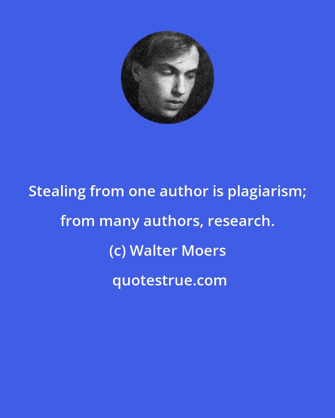 Walter Moers: Stealing from one author is plagiarism; from many authors, research.