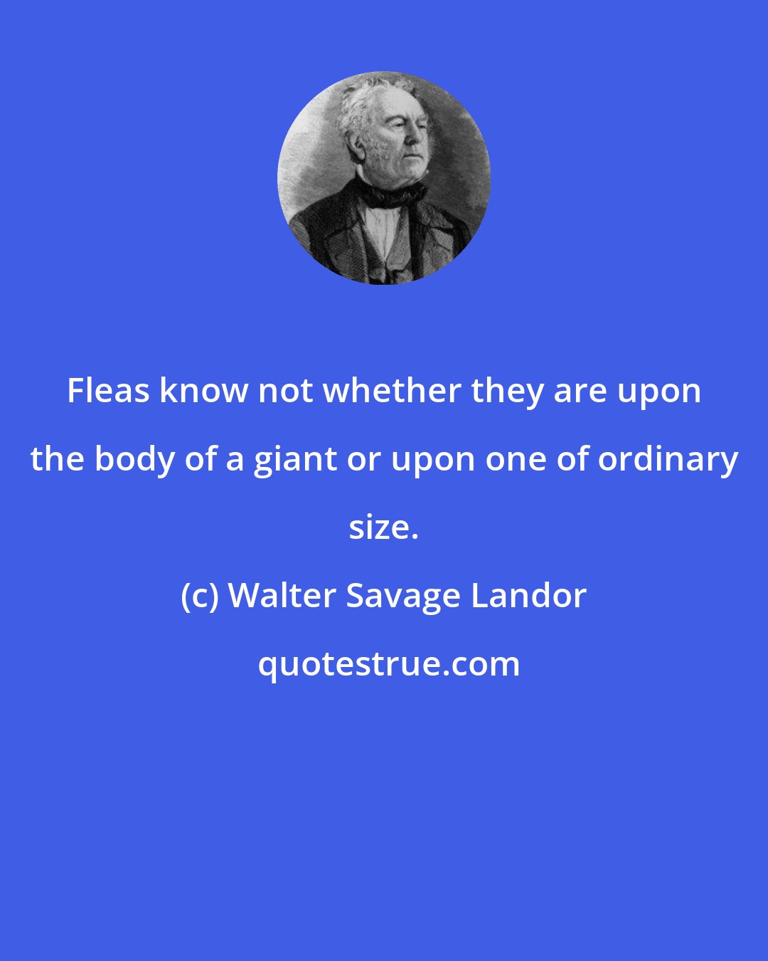 Walter Savage Landor: Fleas know not whether they are upon the body of a giant or upon one of ordinary size.