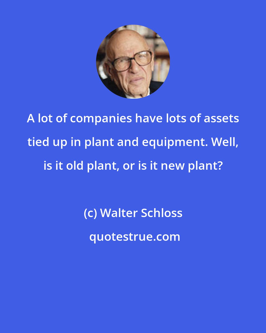 Walter Schloss: A lot of companies have lots of assets tied up in plant and equipment. Well, is it old plant, or is it new plant?