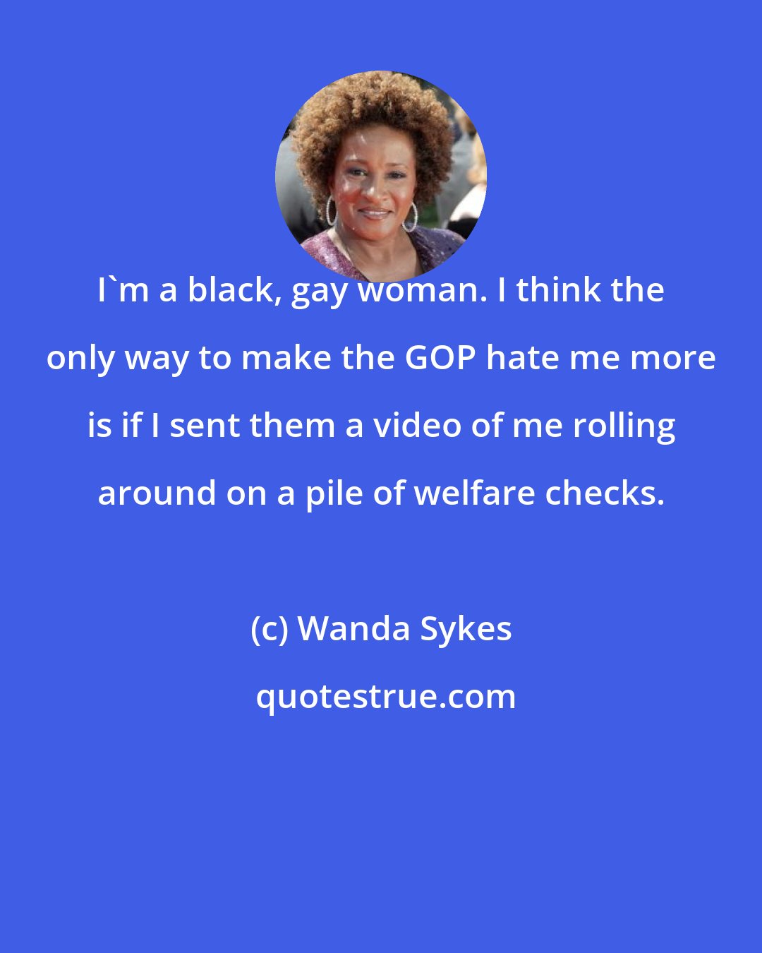 Wanda Sykes: I'm a black, gay woman. I think the only way to make the GOP hate me more is if I sent them a video of me rolling around on a pile of welfare checks.