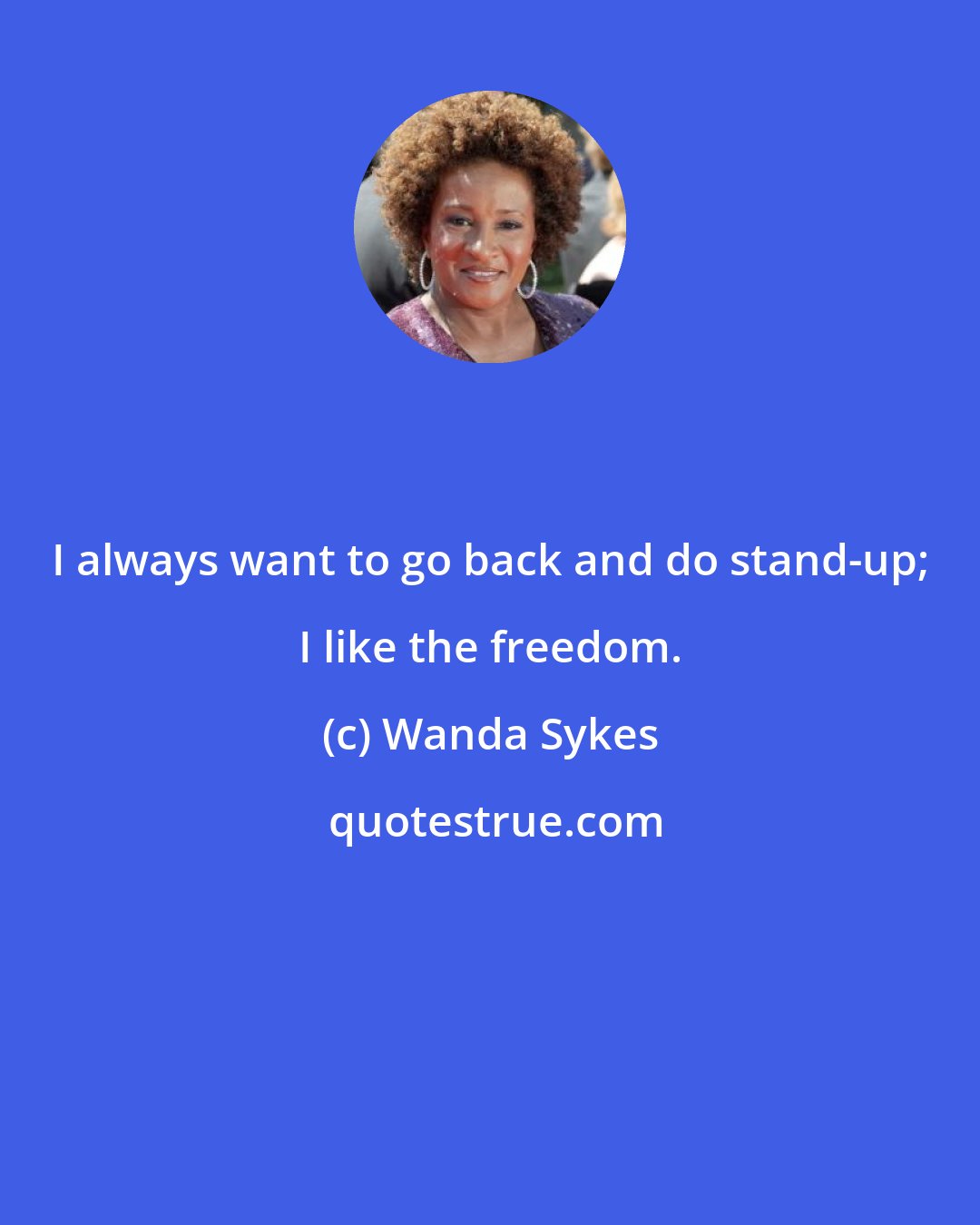 Wanda Sykes: I always want to go back and do stand-up; I like the freedom.