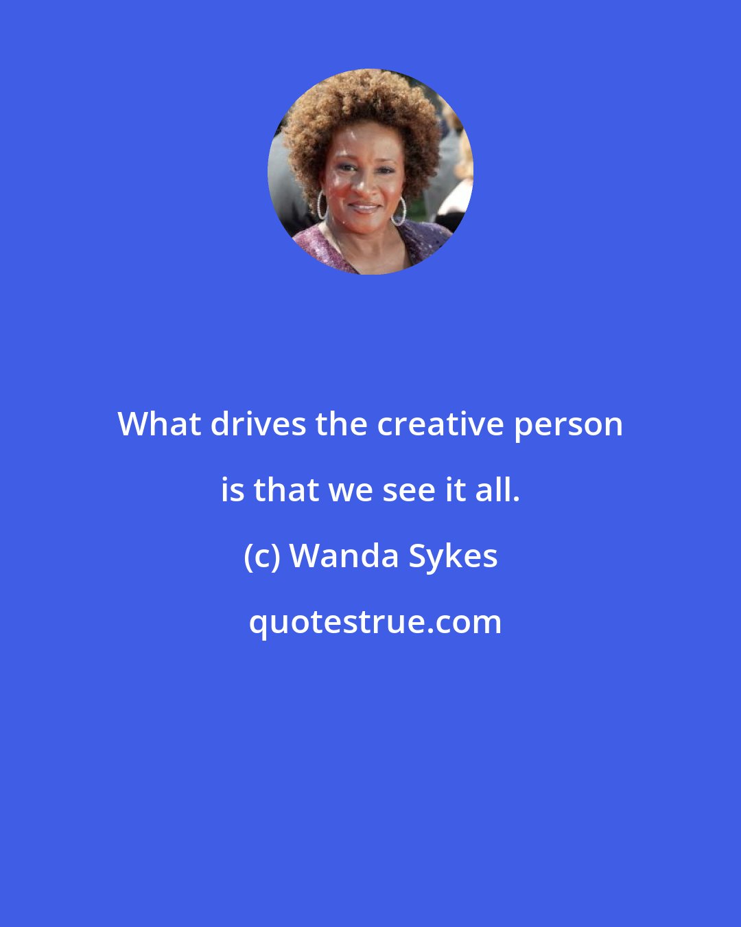 Wanda Sykes: What drives the creative person is that we see it all.