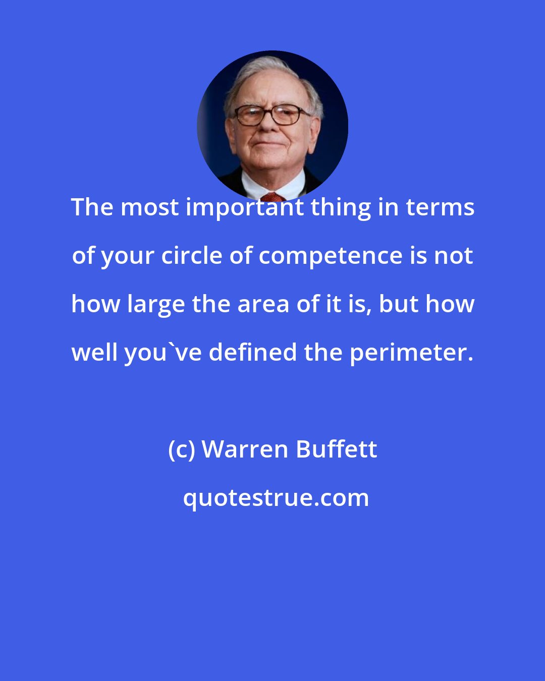 Warren Buffett: The most important thing in terms of your circle of competence is not how large the area of it is, but how well you've defined the perimeter.