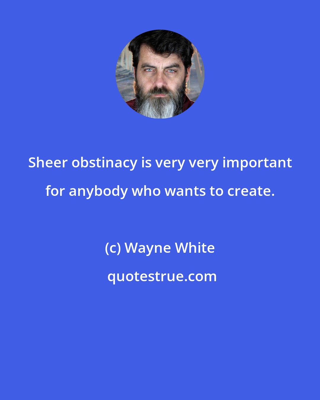 Wayne White: Sheer obstinacy is very very important for anybody who wants to create.