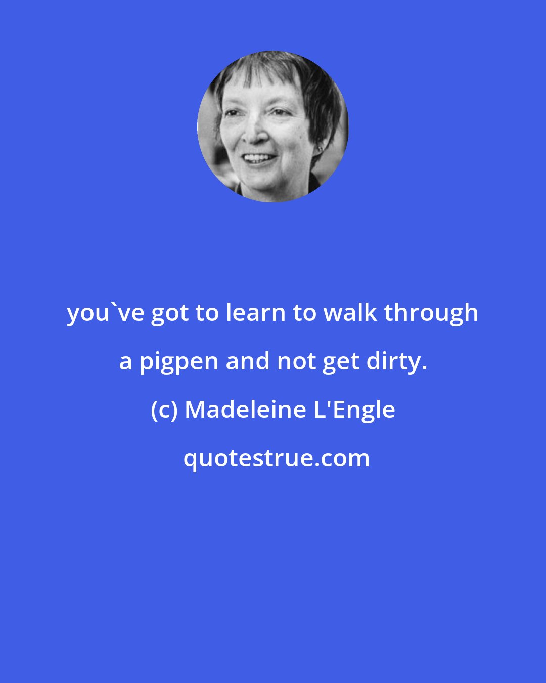Madeleine L'Engle: you've got to learn to walk through a pigpen and not get dirty.