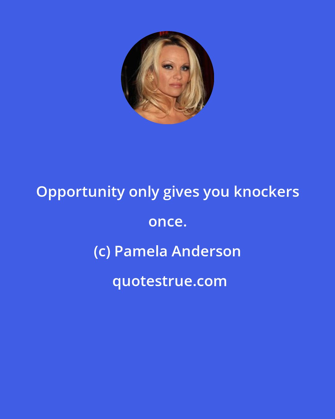 Pamela Anderson: Opportunity only gives you knockers once.