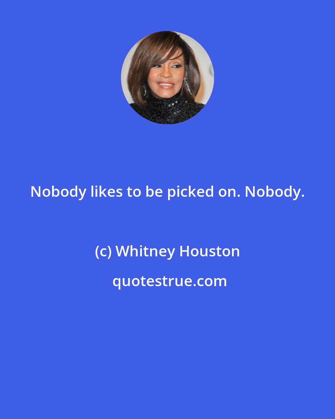 Whitney Houston: Nobody likes to be picked on. Nobody.