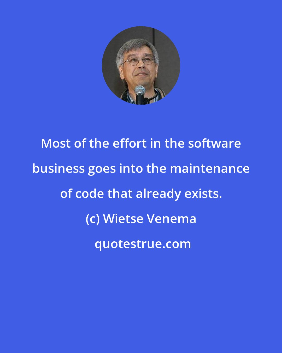 Wietse Venema: Most of the effort in the software business goes into the maintenance of code that already exists.