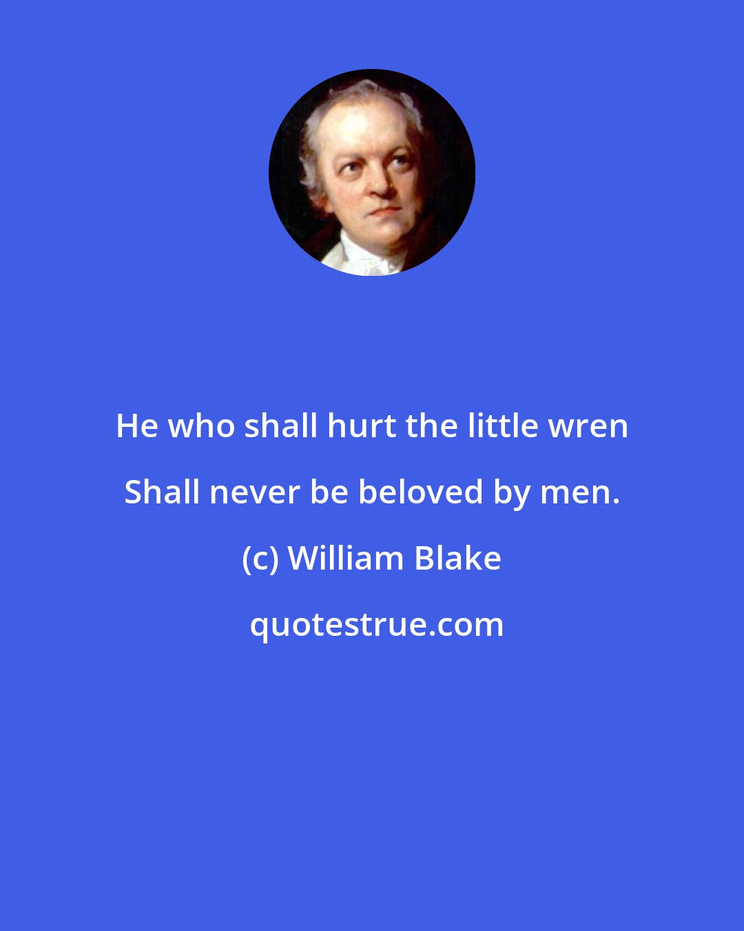 William Blake: He who shall hurt the little wren Shall never be beloved by men.