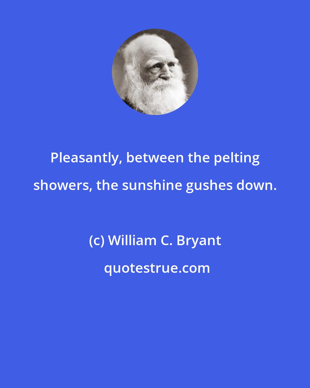 William C. Bryant: Pleasantly, between the pelting showers, the sunshine gushes down.