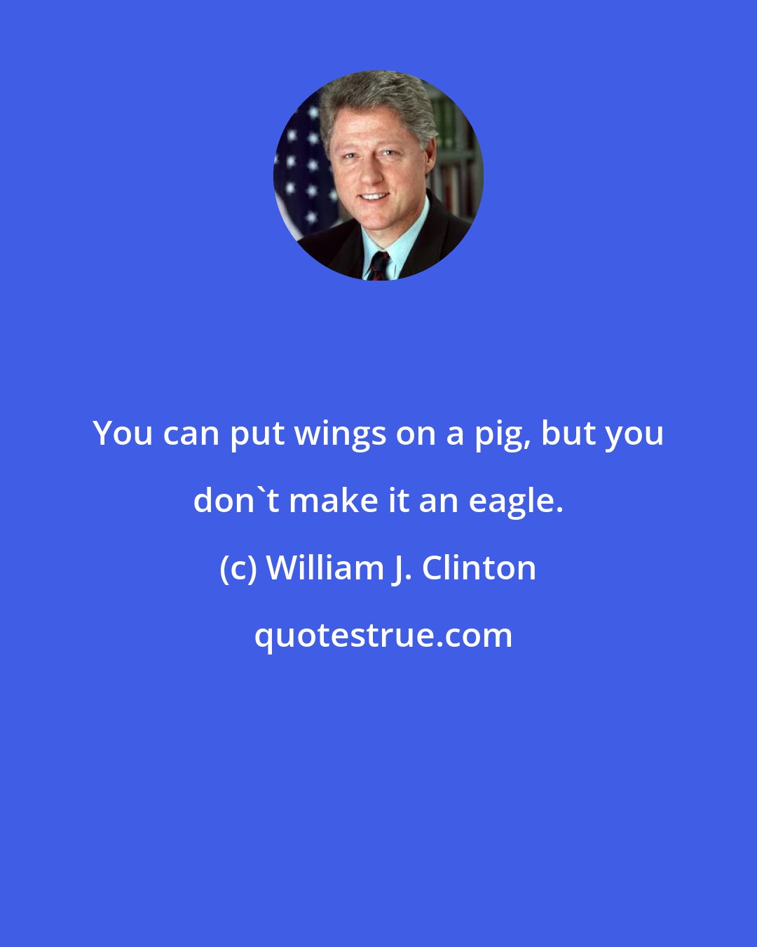 William J. Clinton: You can put wings on a pig, but you don't make it an eagle.