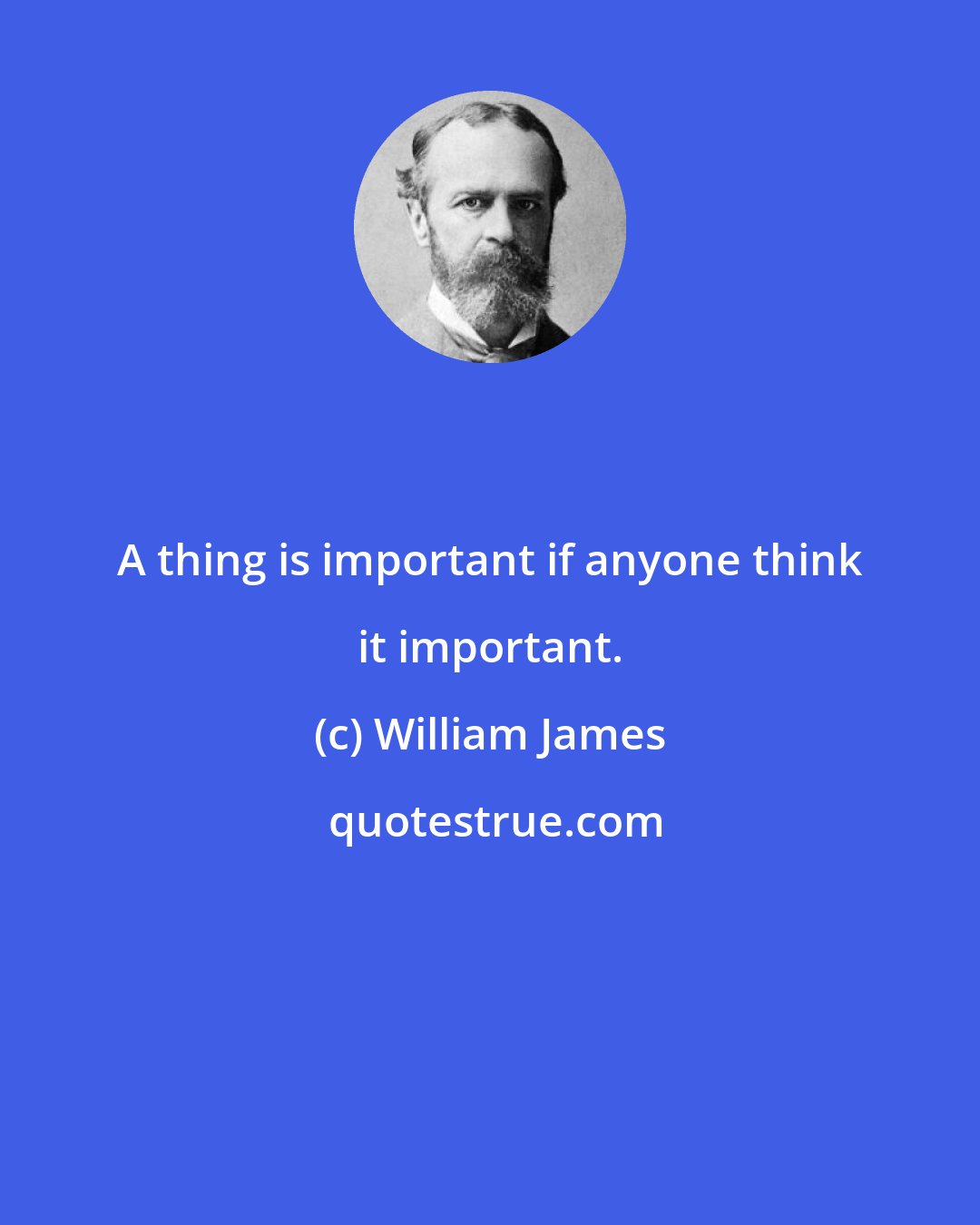 William James: A thing is important if anyone think it important.