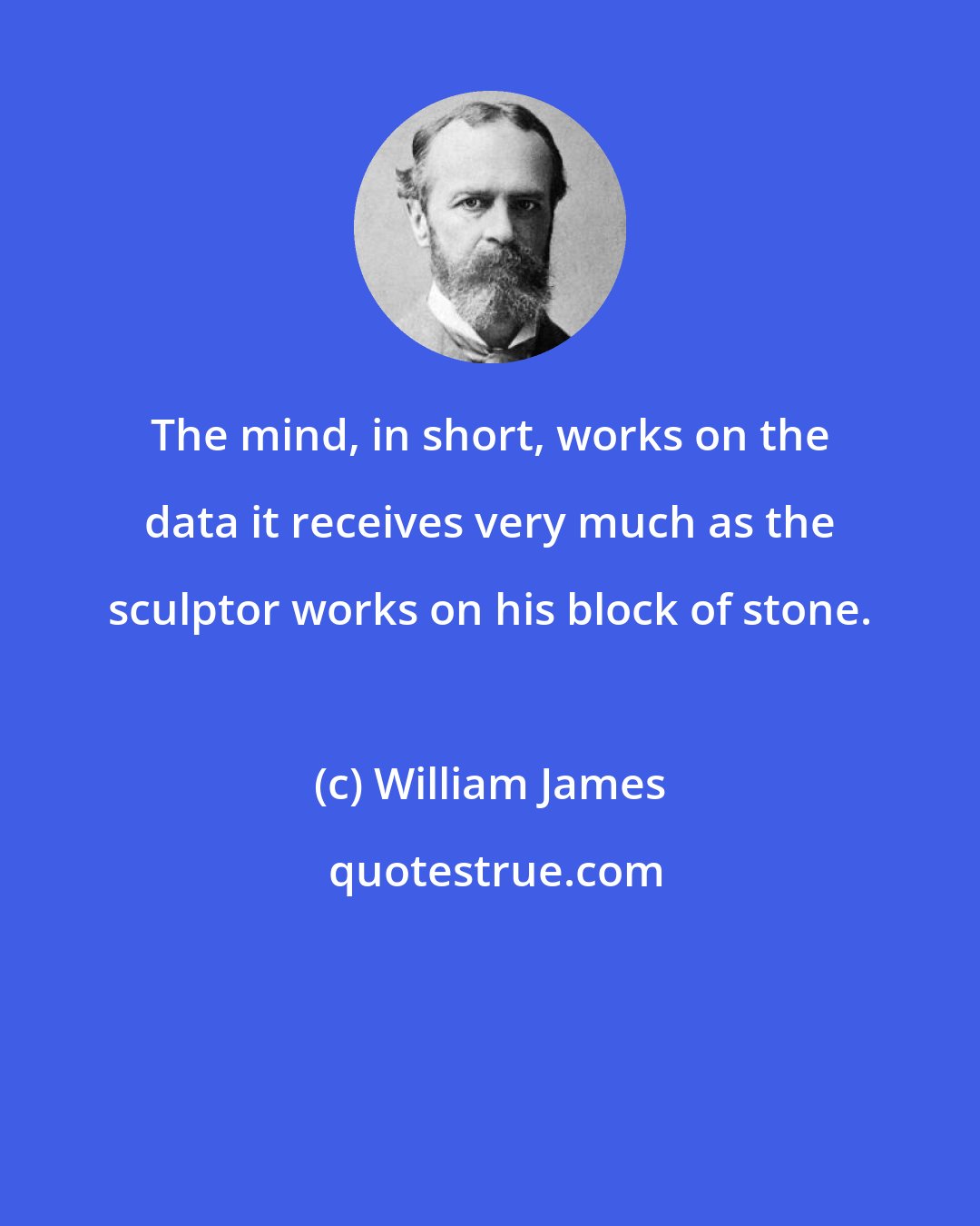 William James: The mind, in short, works on the data it receives very much as the sculptor works on his block of stone.