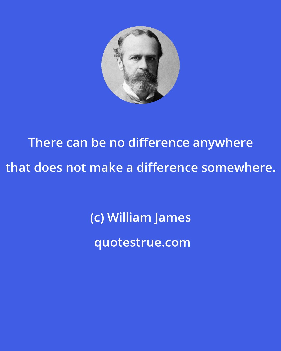 William James: There can be no difference anywhere that does not make a difference somewhere.