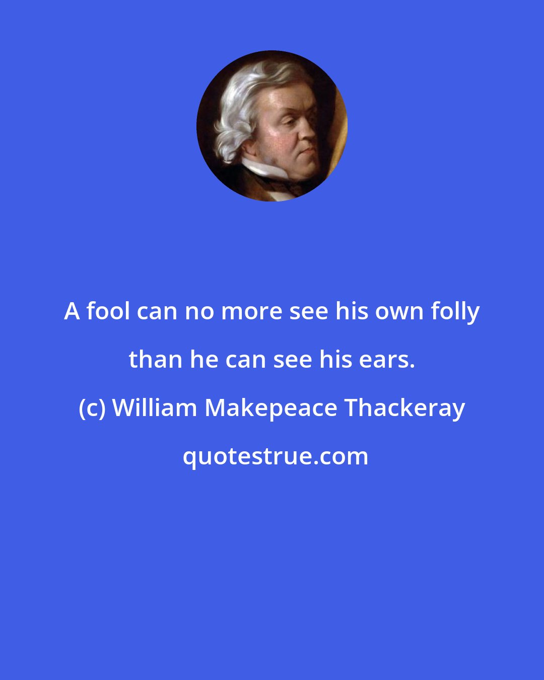 William Makepeace Thackeray: A fool can no more see his own folly than he can see his ears.